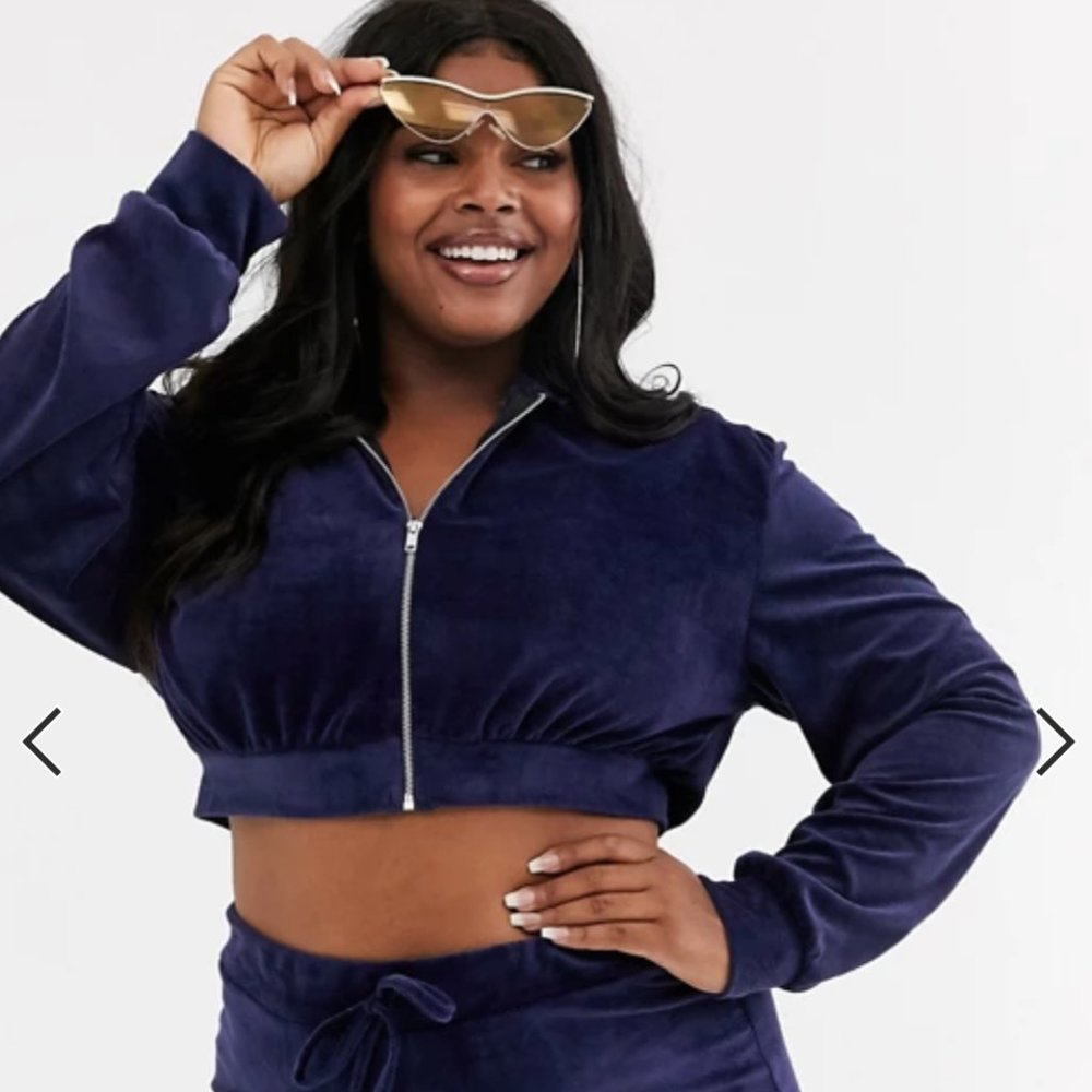 ASOS Velvet Cropped Zip Hoodie